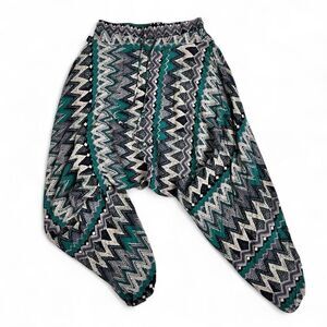 Buddha Pants XS Harem Jogger Pants Boho Festival Yoga Dance Tribal Print